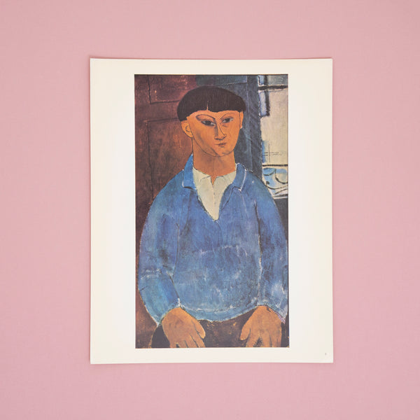 Rare Vintage Mid-Century Modigliani “Portrait of the Painter Kisling” Swiss Portrait Art Print