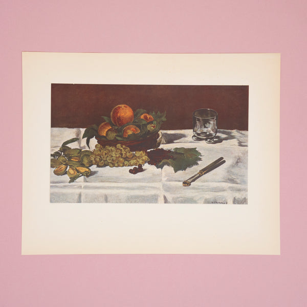 Vintage 1950s Manet "Fruit on a Table" Art Print