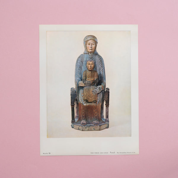Vintage 1959 French “The Virgin and Child" Art Print
