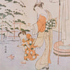 Vintage 1958 Harunobu "Mother and Child with Bird" Japanese Art Print