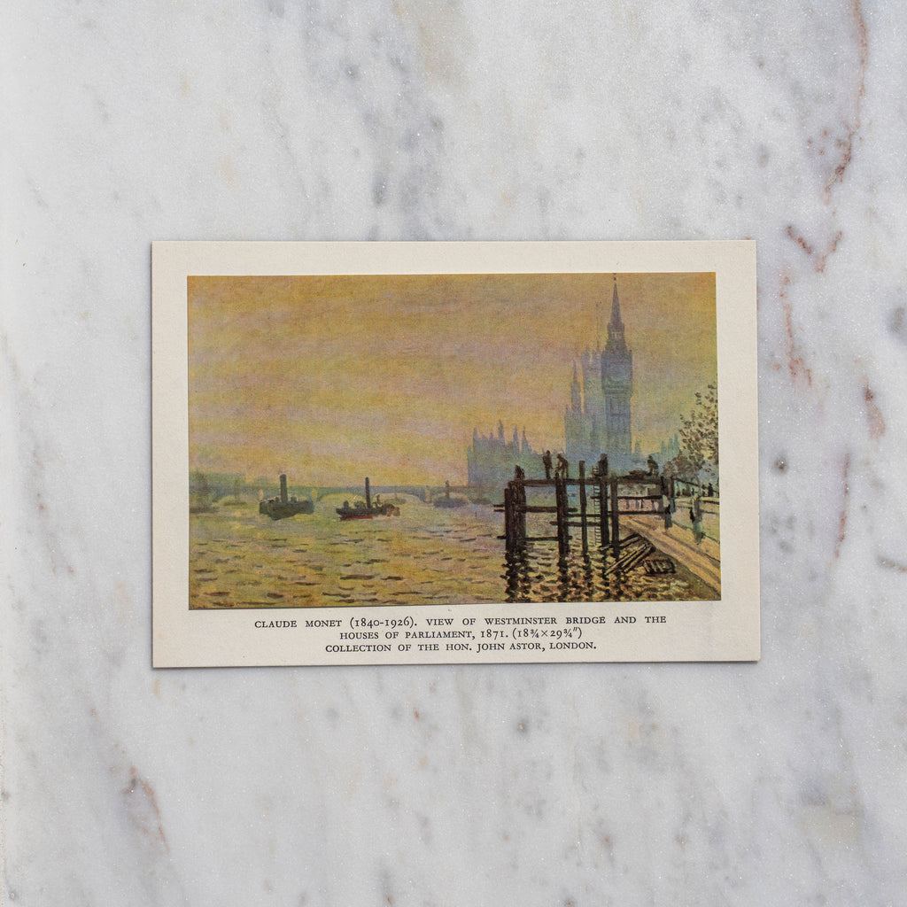 Vintage 1959 Claude Monet "The Houses of Parliament seen from Westminster Bridge" Mini Offset Lithogra At Golden Rule Gallery Excelsior, Minnesota