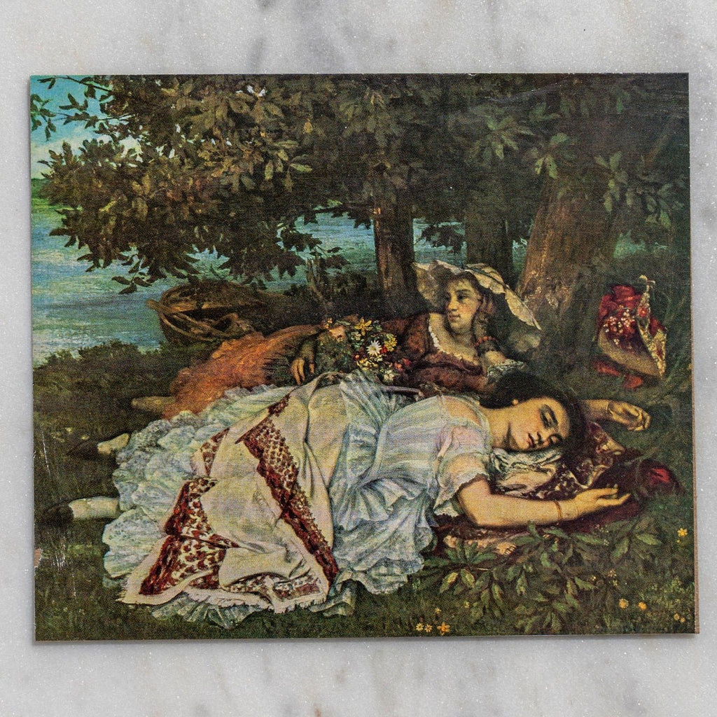 Vintage 1959 Courbet “Girls on the Banks of the Seine” Mini Offset Lithograph Art Print Found At Golden Rule Gallery in Excelsior, Minnesota