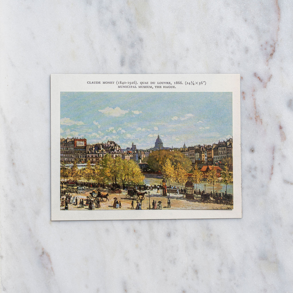 Vintage 1959 Claude Monet "Quai du Louvre" Mini Offset Lithograph At Golden Rule Gallery, Minnesota