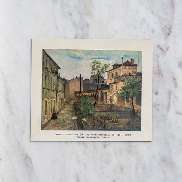 Vintage 1950 Guillaumin "Montmartre" Mini Offset Lithograph Art Print at Golden Rule Gallery in Excelsior, Minnesota