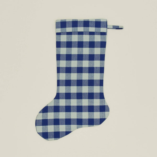 Blue Gingham Christmas Stocking