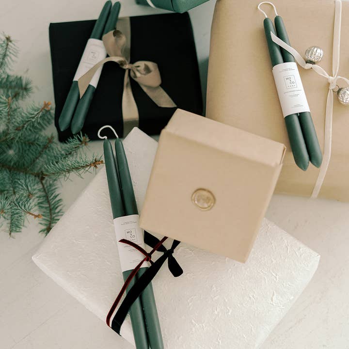 Green Beeswax Taper Candles