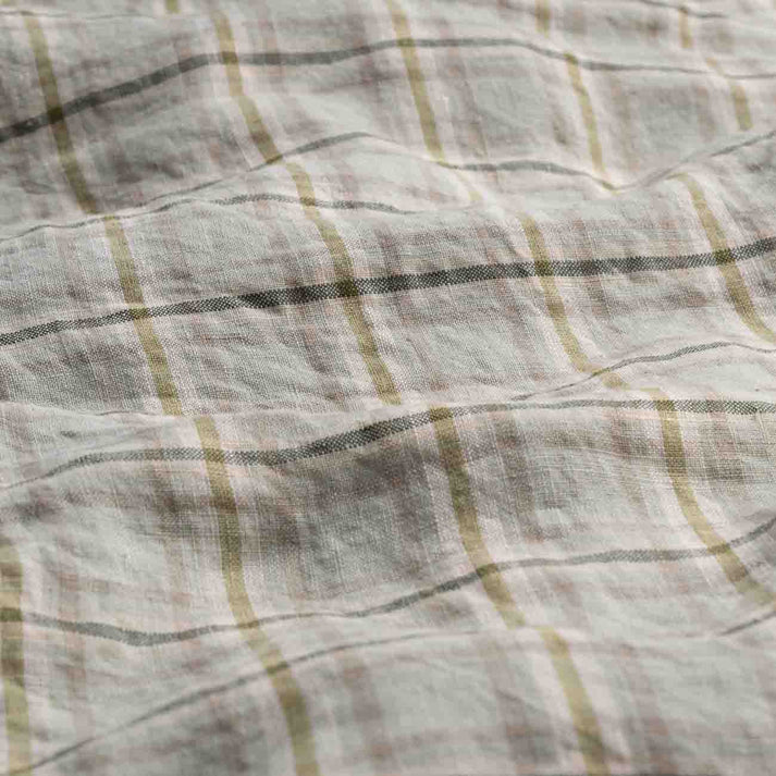 Green Plaid Linen Pillow Case