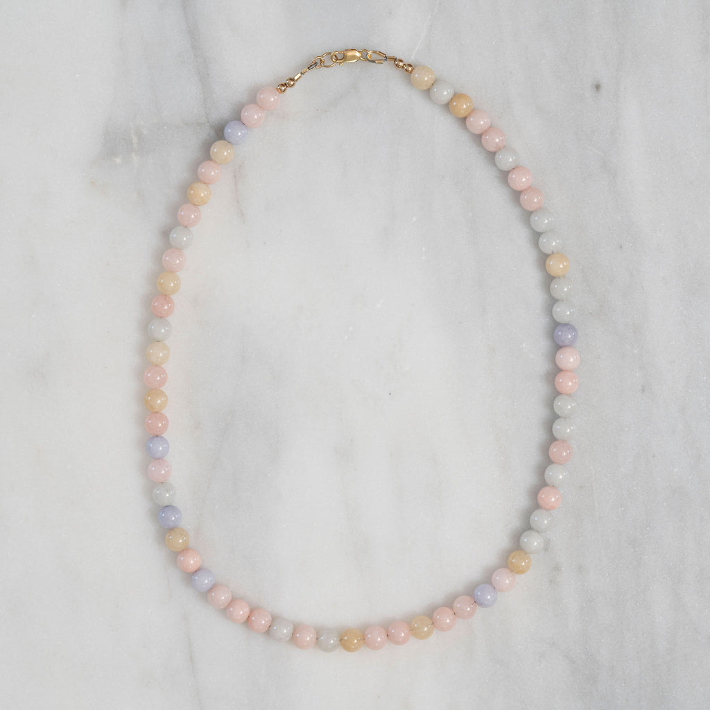 Necklace With Pastel Round Beads 