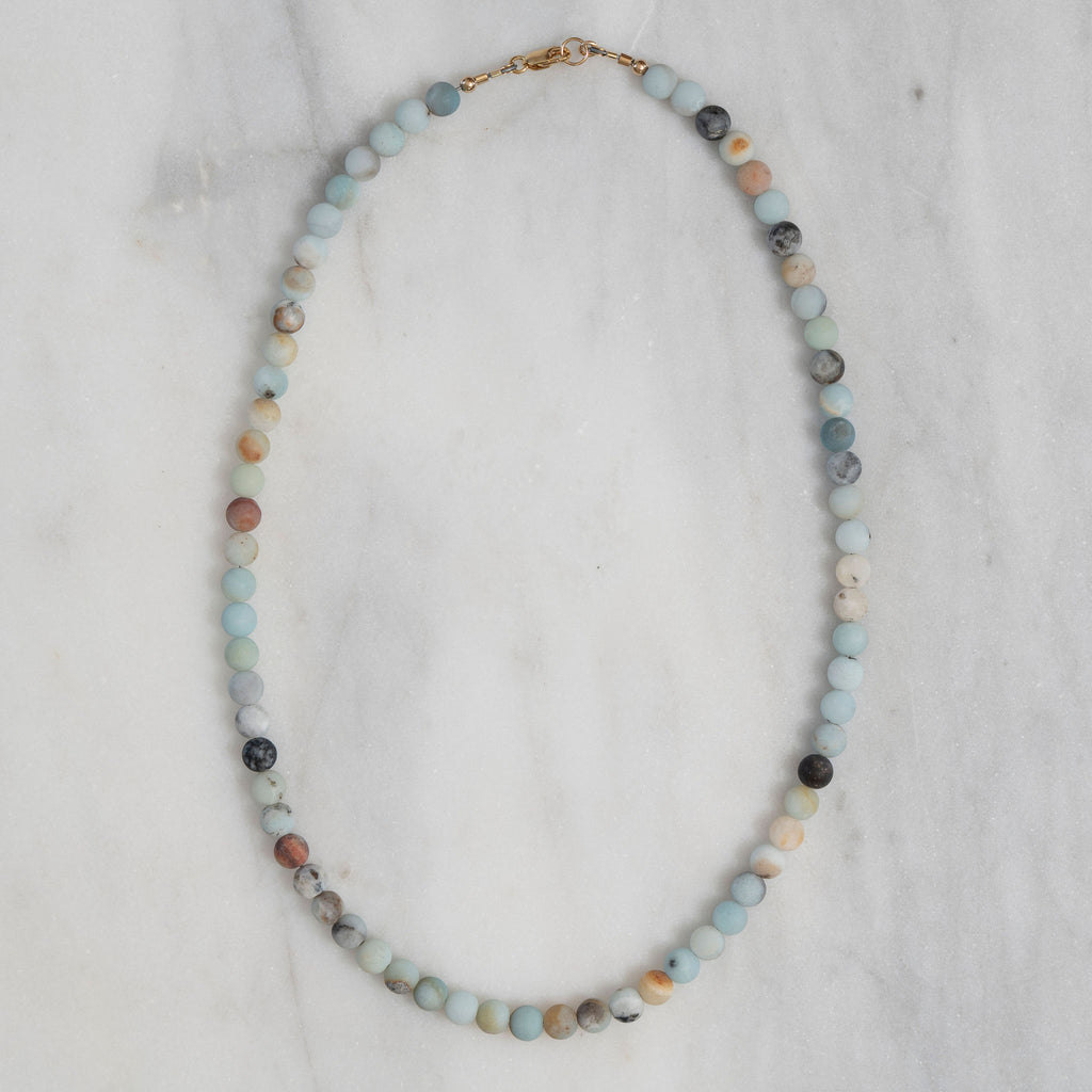 Natural Stone Round Bead Necklace
