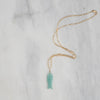 Teal Aventurine Fish Necklace With Gold Chain