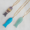 Asier Fish Natural Gemstone Gold Necklaces Available at Golden Rule Gallery