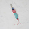Red and Blue Beaded Bag Charm