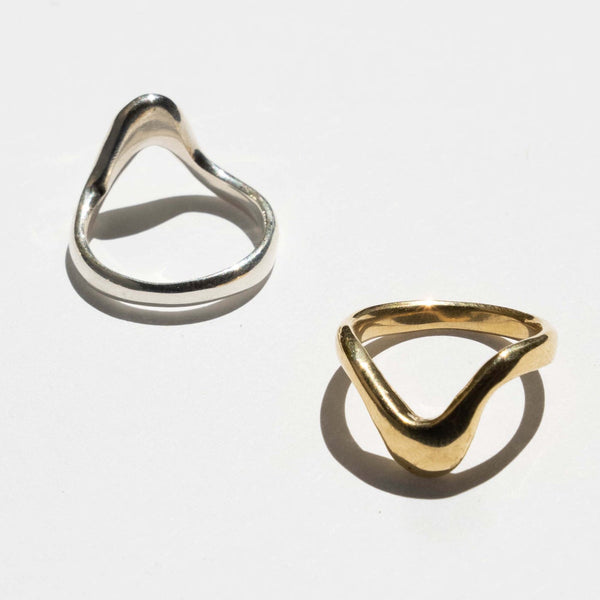 Hand Carved High Tide Stacking Rings