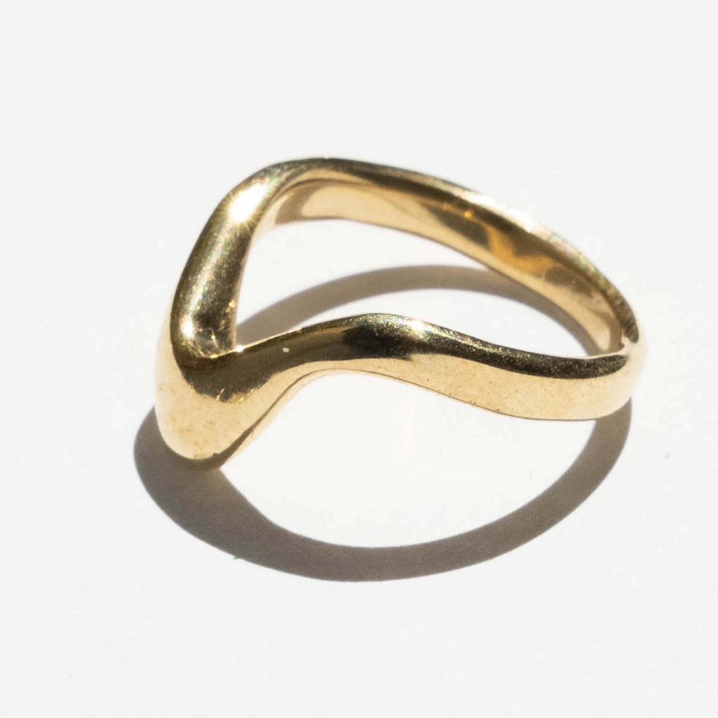 Wave brass minimalist ring by moneh brisel