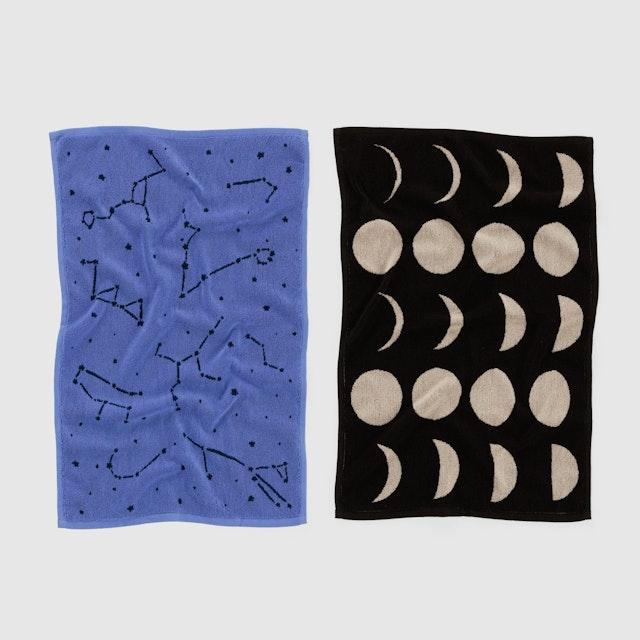 Hand Bath Towels with Moons and Constellations Organic Cotton at Golden Rule Gallery