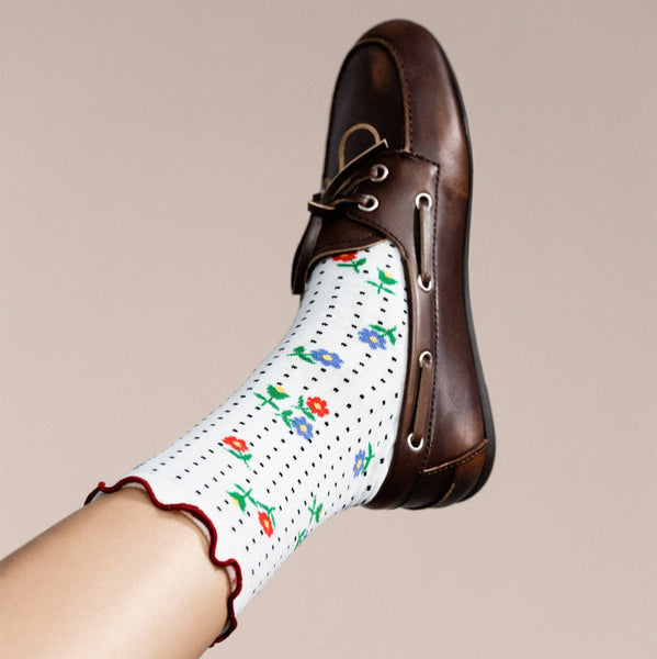 Hansel from Basel Dottie Floral Crew Socks at Golden Rule Gallery