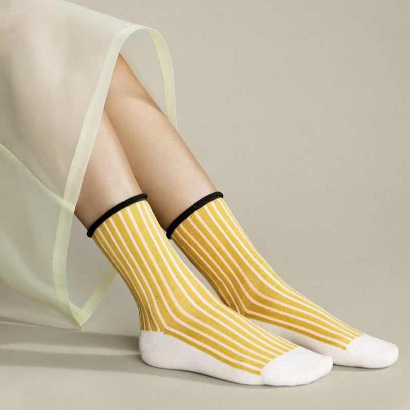 Hansel from Basel Hilda Crew Socks in Ecru at Golden Rule Gallery