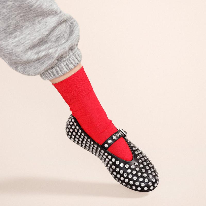 Hansel from Basel Trouser Crew Sock in Candy Apple Red at Golden Rule Gallery in Excelsior