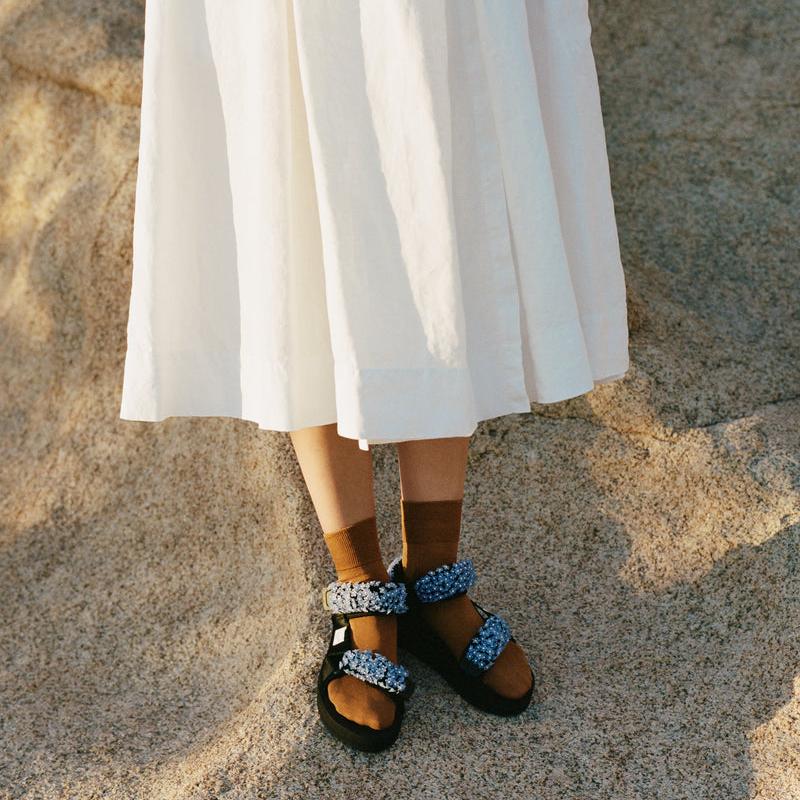 Hansel from Basel Trouser Crew Sock in Dark Ochre Brown at Golden Rule Gallery in Excelsior