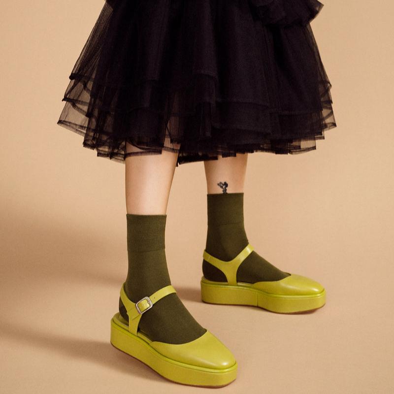 Hansel from Basel Trouser Crew Sock in Moss | Golden Rule Gallery