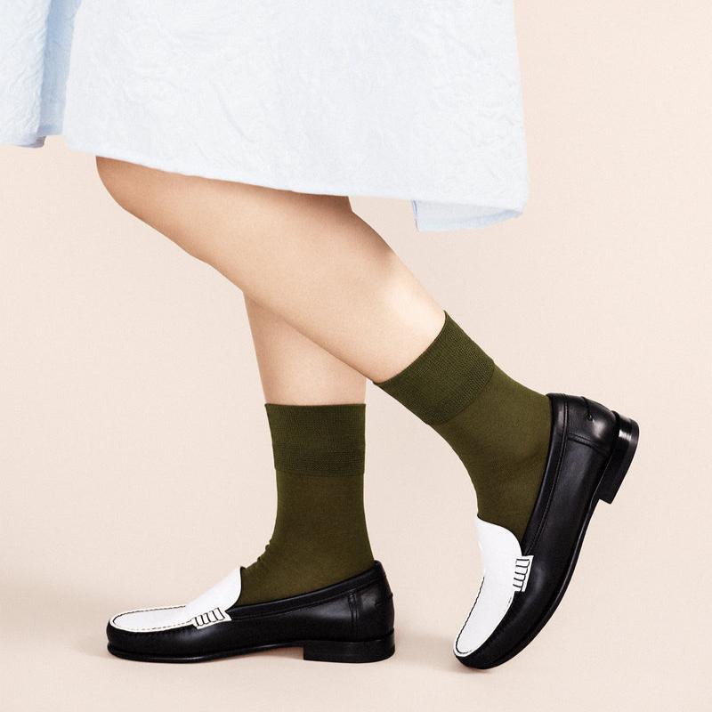 Hansel from Basel Trouser Crew Sock in Moss Green | Golden Rule Gallery