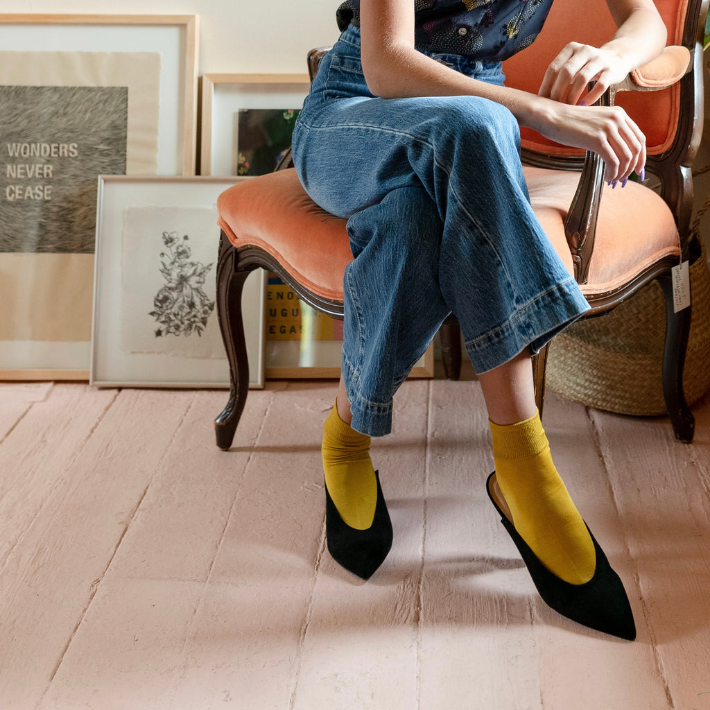 Hansel from Basel Trouser Crew Sock in Mustard Yellow | Golden Rule Gallery