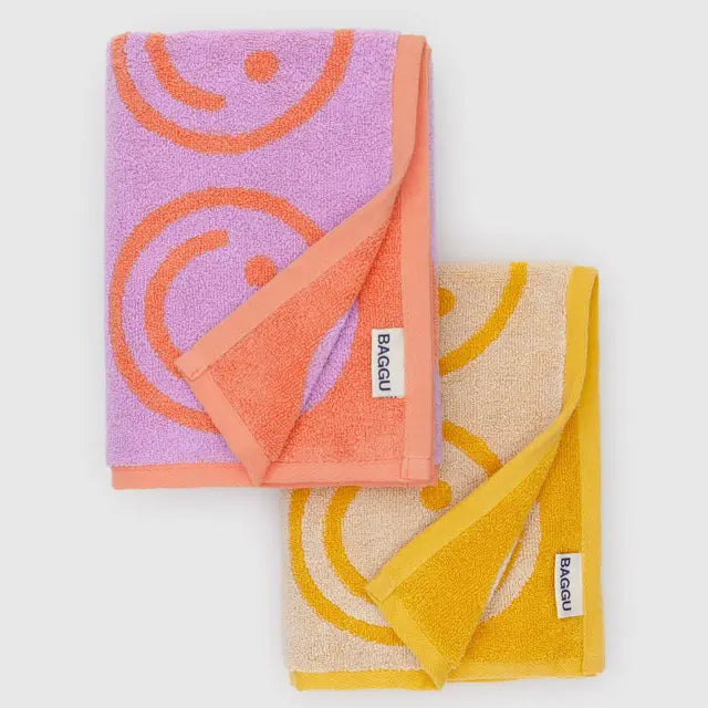 Happy Lilac Marigold Hand Towels by Baggu at Golden Rule Gallery