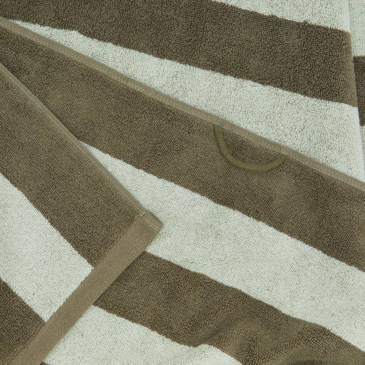 Olive Green Stripe Thick Bath Towels at Golden Rule Gallery