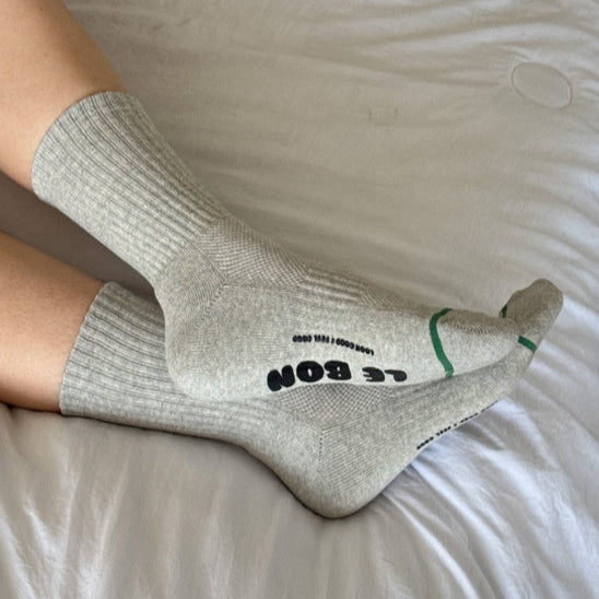 Heather Grey Grips Socks by Le Bon Shoppe at Golden Rule Gallery