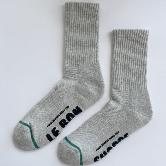 Heather Grey and Black Hugger Socks by Le Bon Shoppe at Golden Rule Gallery