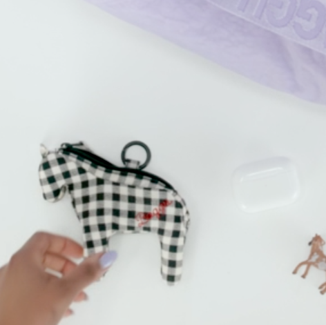 Horse-Shaped Gingham Keychain By Baggu at Golden Rule Gallery