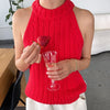 Red Knit Sweater Tank Top by Le Bon Shoppe