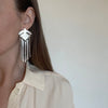 Handmade Venus Earring in sterling silver by Ann Erickson on models ear.