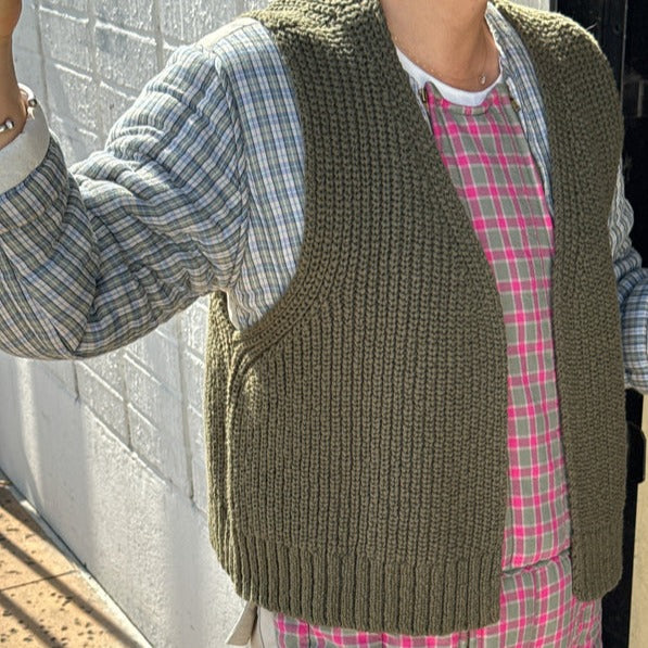 Green Knit Granny Sweater Vest