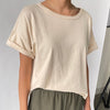 Beige Cropped Distressed Tee Shirt 