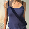 Navy Blue Cami Tank With Pointelle Design