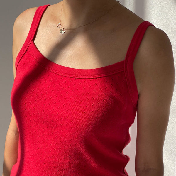 Pointelle Eve Cami in Red Apple