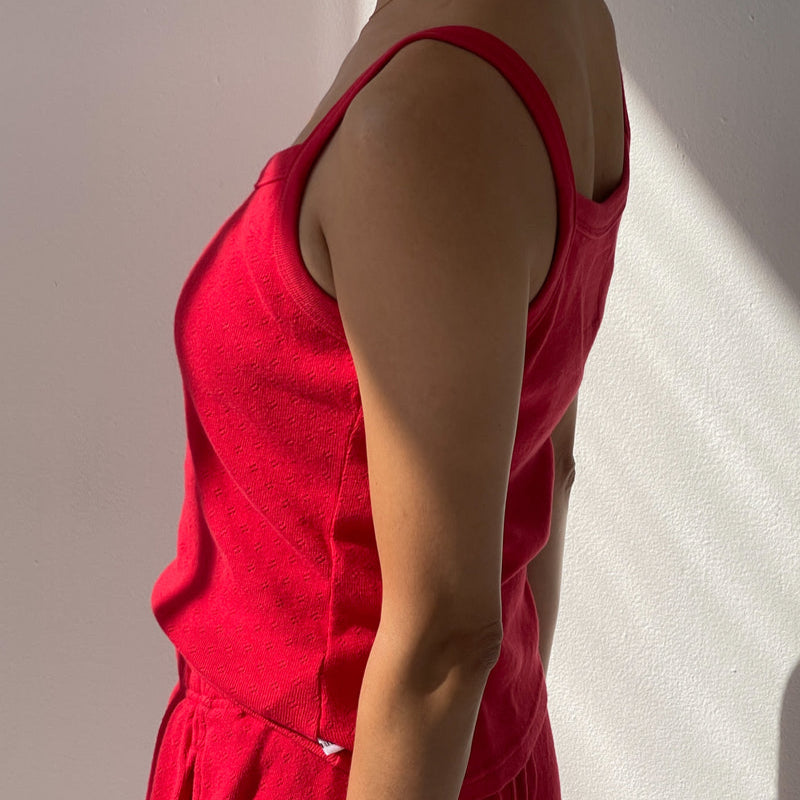Red Cami Pointelle Tank Top