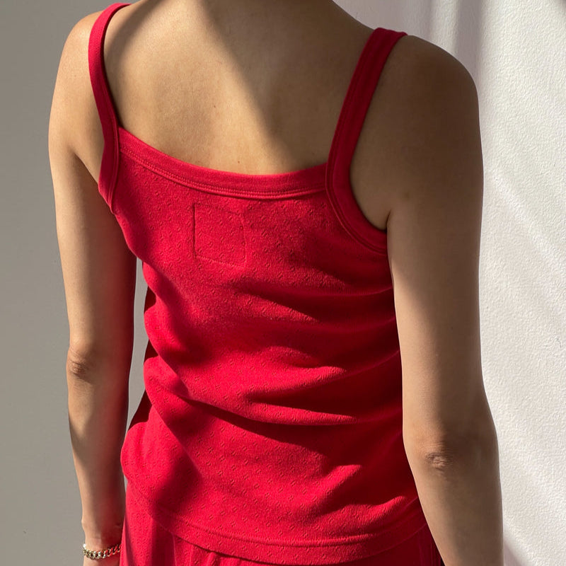 Le Bon Shoppe Red Tank Top With Pointelle Design