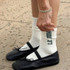 Preppy Socks in Cream With Le Bon Shoppe Logo in Green