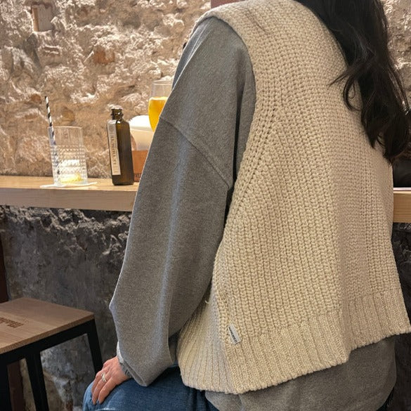 Knit Cream Granny Cotton Sweater Vest by Le Bon Shoppe