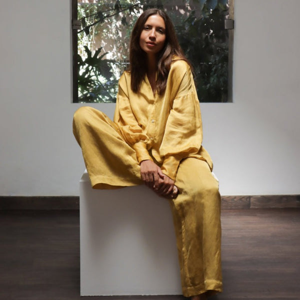 Hepburn Pants in Citrine Yellow by Laude the Label