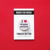 I Heart Women Artists Social Alert Pinback Button at Golden Rule Gallery
