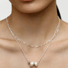 Model Wearing Silver Pearl Iris Belt 