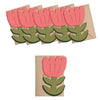 Set of greeting cards with pink tulip designs on a white background