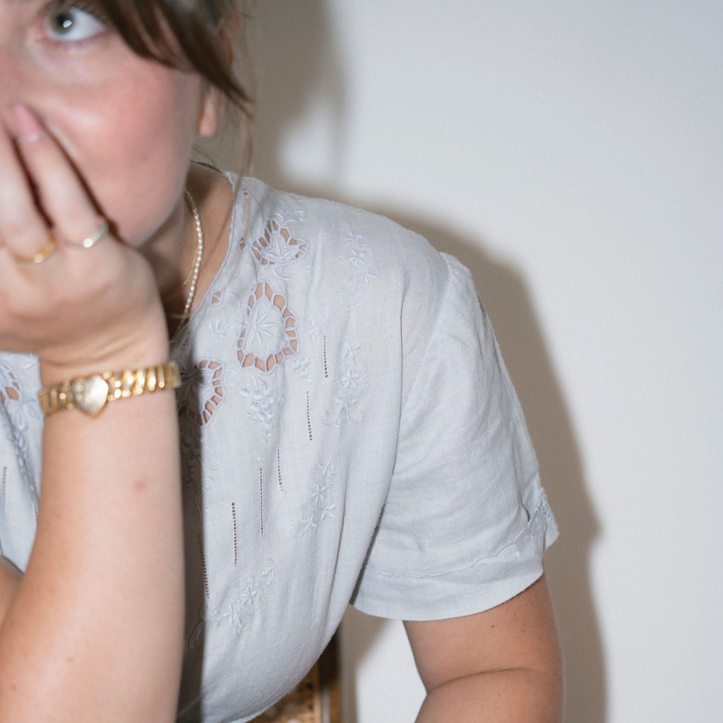 Handmade Vintage Blue Blouse from France