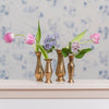 Vintage Petite Brass Vases with Flowers