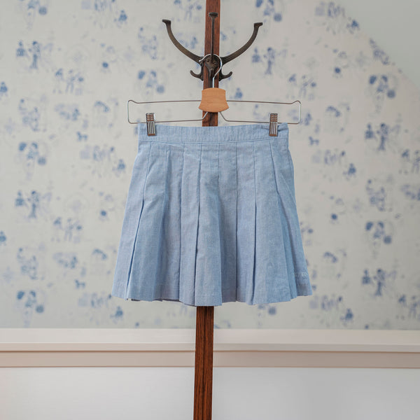 Vintage 90s Chambray Pleated Skirt