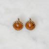 Vintage Ornate Amber Toned Clip On Earrings