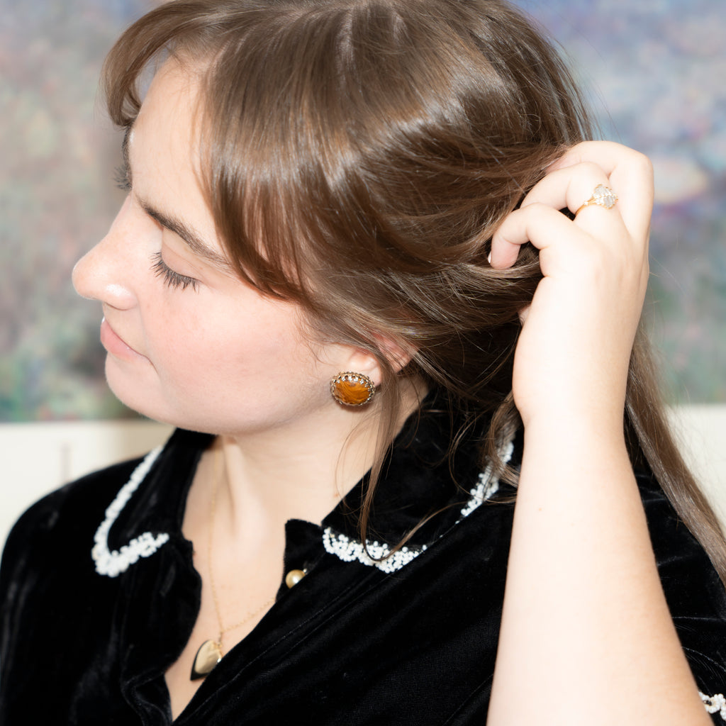 Vintage Amber Clip On Earrings